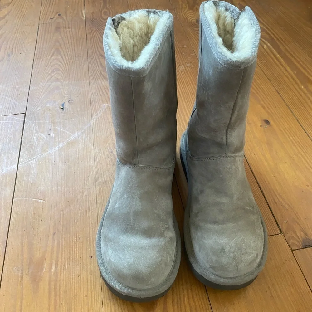 UGG Alber Gray Water-Resistant Side Zip Winter Boots - Size 9